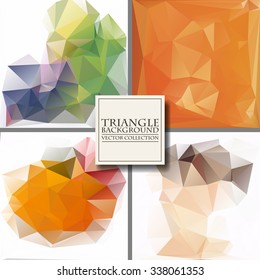 Multicolor Design Templates Set. Geometric Triangular Abstract Modern Vector Background. 
