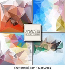 Multicolor Design Templates Set. Geometric Triangular Abstract Modern Vector Background. 