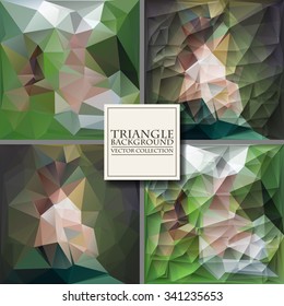 Multicolor Design Templates Set. Geometric Triangular Abstract Modern Vector Background. 