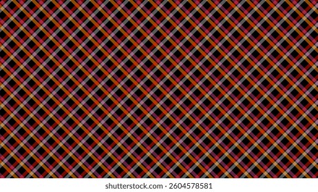 Multicolor diagonal check in the black background. Plaid checkered seamless pattern.