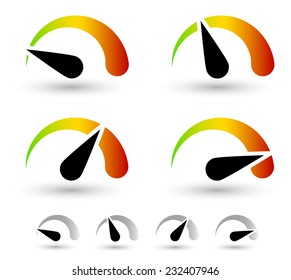 Multicolor dial, gauge elements. speed or general level indicators