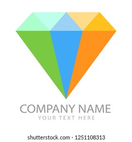 Multicolor diamond logo design isolated on white background