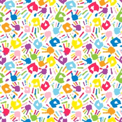 Multicolor Different Hand Prints, Seamless Pattern. Vector Illustration