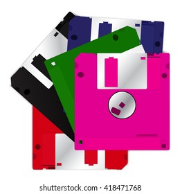 Multicolor diskette isolated on white background. EPS 10 Vector illustration.