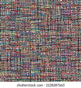 Multicolor Distressed Weave Textured Checked Pattern