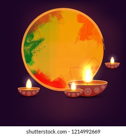 Multicolor diwali background and poster, wallpaper design with diyas illustration.