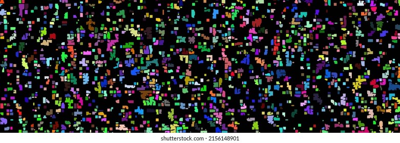 Multicolor dots and blots on dark background, vector banner