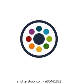 Multicolor dots in circle design vector. inside cable element.