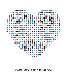 Multicolor dots heart vector illustration icon symbol. Valentine day card. Eps 10