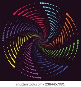 Multicolor dotted spiral vortex circle vector Mandala illustration