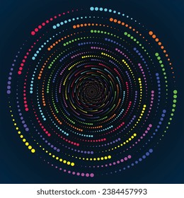 Multicolor dotted spiral vortex circle vector Mandala illustration