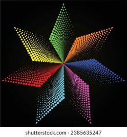 Multicolor dotted spiral vortex star vector Mandala illustration
