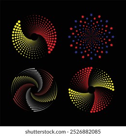 Vetor de estrela de vórtice espiral pontilhada multicolorido Projeto Mandala