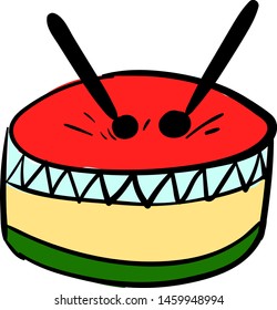 Multicolor drum, illustration, vector on white background.