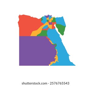 Multicolor Egypt map political regions simple flat vector