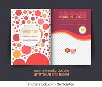  Multicolor Elements Style Business Bi-Fold Brochure Design. Corporate Leaflet, Cover Template