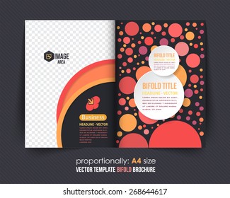  Multicolor Elements Style Business Bi-Fold Brochure Design. Corporate Leaflet, Cover Template