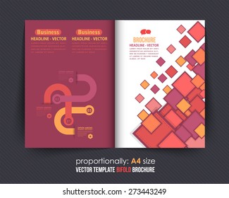 Multicolor Elements Style Business Bi-Fold Brochure Design. Corporate Leaflet, Cover Template