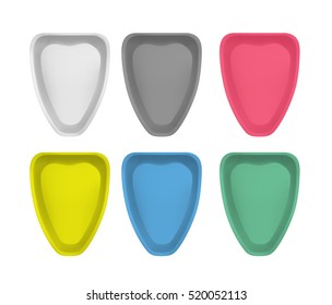 Multicolor empty plastic container for chicken. Packaging for meat, fish and vegetables.