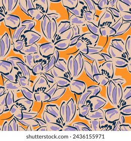 multicolor exotic hand drawn floral seamless pattern