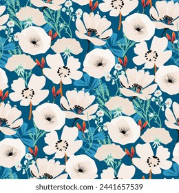 multicolor exotic hand drawn floral seamless pattern
