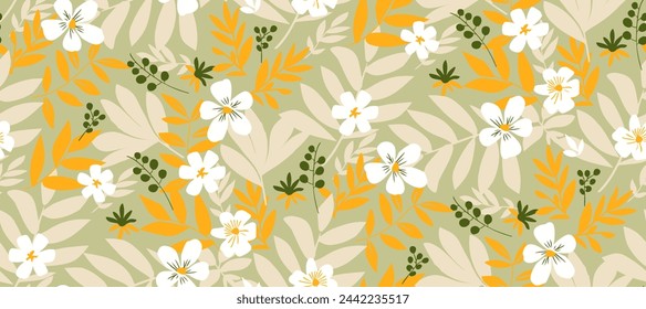 multicolor exotic hand drawn floral seamless pattern