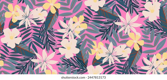 multicolor exotic hand drawn floral seamless pattern