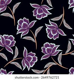 padrão sem emenda floral desenhado à mão exótico multicolorido