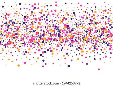 Multicolor Explosion Circle Frame. Round Geometric Illustration. Red Confetti Celebration. Dot Orange Splash Background. Decor Wallpaper.