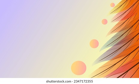 Multicolor fading gradient autumn leaves with abstract spheres copy space background.