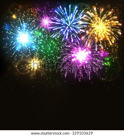 Multicolor Festive Firework Salute Burst on Black Background