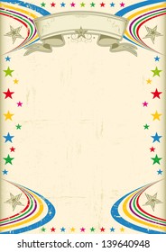 Multicolor fiesta poster. A vintage champagne color poster with multicolor stars for your advertising