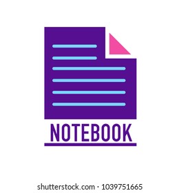 Multicolor file and document flat vector icon. Notepad logo or symbol.