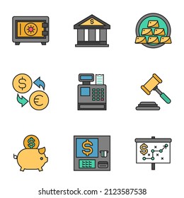 multicolor finance related icons, simple graphic elements for web and mobile