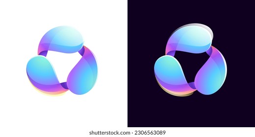 Multicolor fintech logo. Abstract gradient triangle icon. Infinity rotation emblem. Vector colorful triple sign. Perfect for blockchain app, vibrant branding, banking identity, e-commerce business.