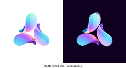 Multicolor fintech logo. Abstract gradient triangle icon. Infinity rotation emblem. Vector colorful triple sign. Perfect for blockchain app, vibrant branding, banking identity, e-commerce business.