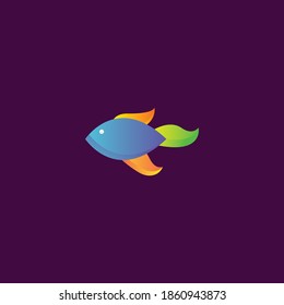 Multi-Color Fish VectormTemplate on background - Logo Concept. colorful fish logo design vector illustration