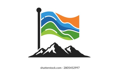 Multicolor flag flying high outdoors freely