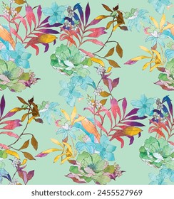 multicolor floral design, pista color background