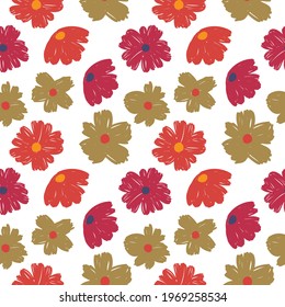 Multicolor Floral Seamless vector pattern for background fabric paper and others Isolated on white background.
