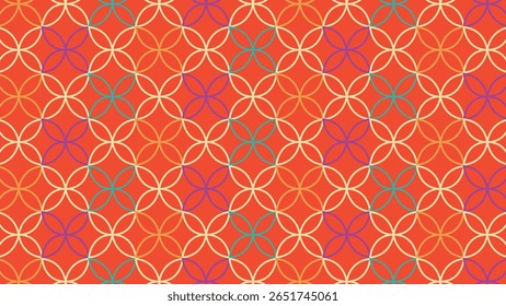 Multicolor floral tile design with vintage charm, combining navy, beige, red, and teal in a symmetric grid composition.