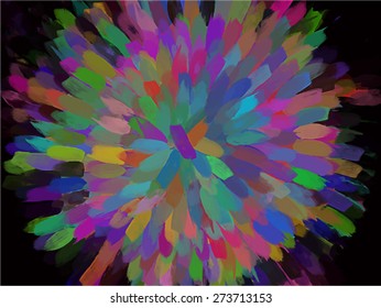 Multicolor flower brush strokes background. Vector version