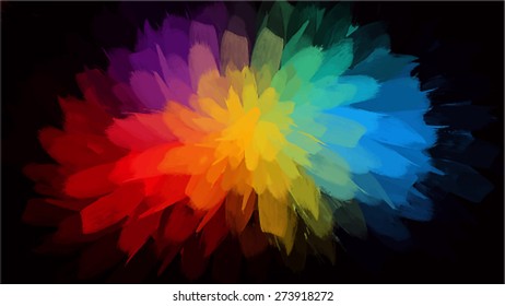 Multicolor flower brush strokes background. Vector version