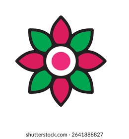 Multicolor flower icon in vibrant vector style, symbolizing nature, beauty, and creativity. Perfect for design, branding, and decorative projects. Fully editable Adobe Illustrator EPS file included.