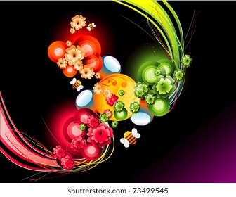 multicolor flower illustration