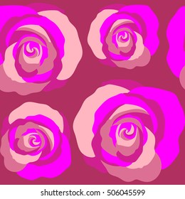 Multicolor flower petals, close up roses, beautiful abstract seamless pattern on a magenta background.