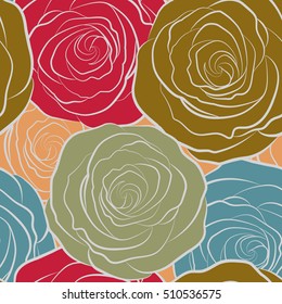 Multicolor flower petals, close up roses, beautiful abstract seamless pattern.
