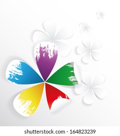 Multicolor flower with shadow, design template