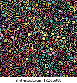 Multicolor flying balls on a black background. Original background for modern design.