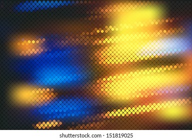 Multicolor in fog  lights background square pixel mosaic vector 